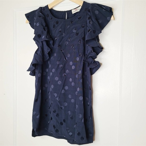 Vineyard Vines Polka Dot Navy Flutter Sleeve Top - Picture 6 of 6